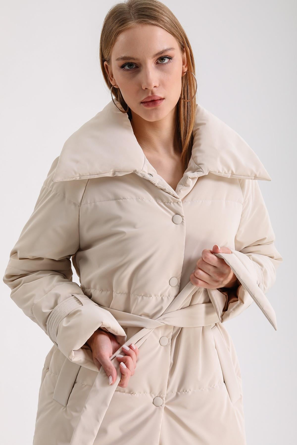 Krem Desteny Puffer Şişme KabanKaban