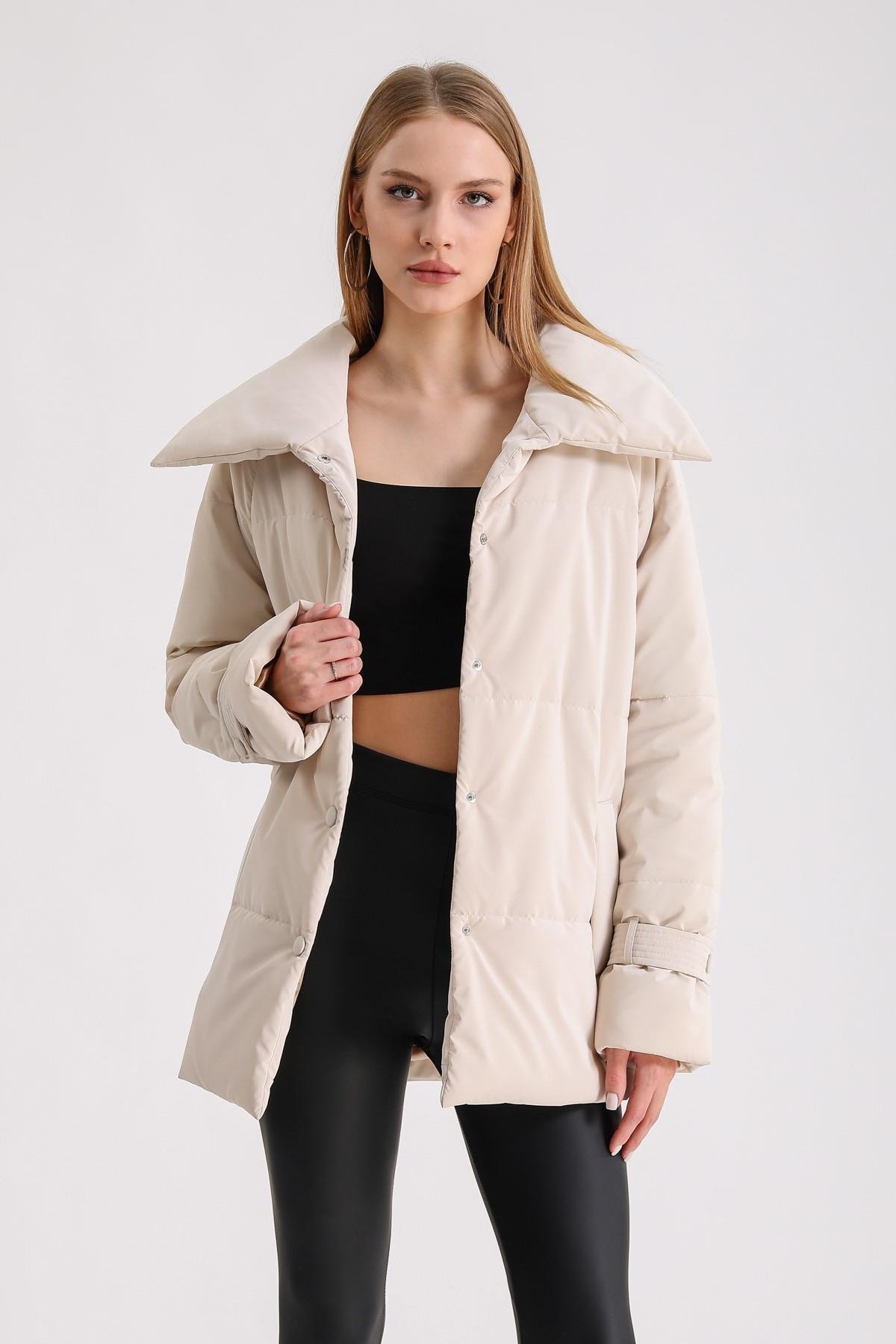 Krem Desteny Puffer Şişme KabanKaban