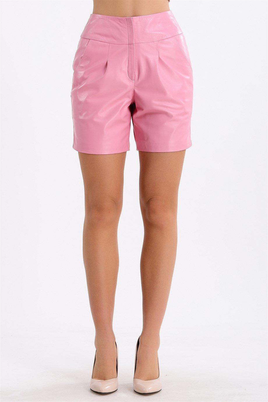 Pembe Regular Fit Deri ŞortŞort