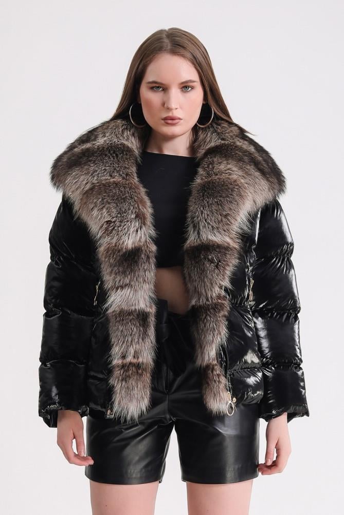 Siyah Fox Aksesuarlı Puffer KabanKaban