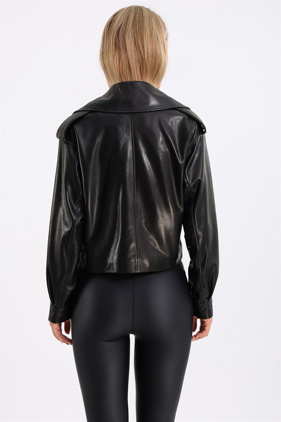 Siyah Oversize Deri CeketCeket