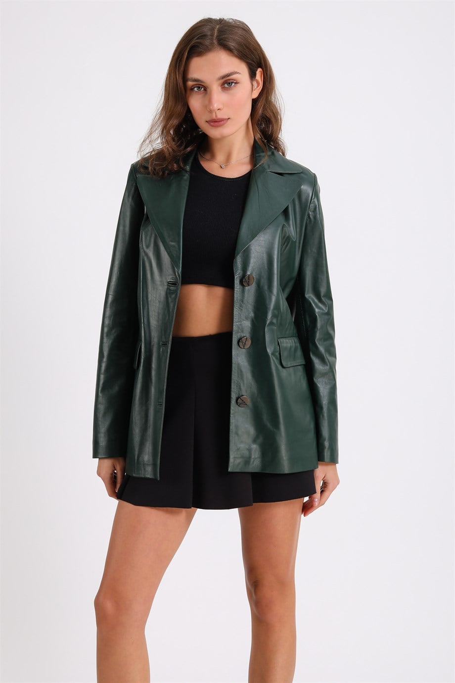 Yeşil Blazer Deri CeketCeket