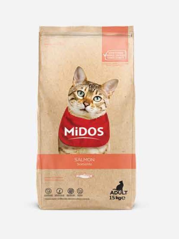 MİDOSMidos Somonlu ve Pirinçli (Hassas Irklar) Yetişkin Kedi Maması 15 Kg