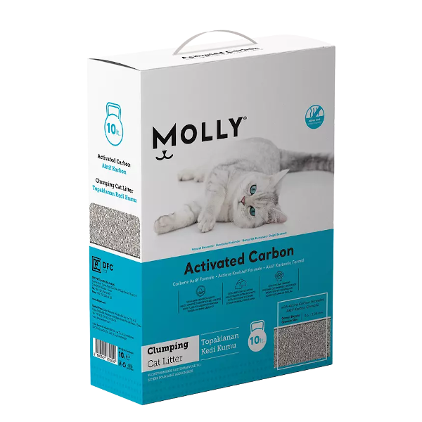 MollyMolly Aktif Karbonlu Bentonit Kedi Kumu 10 Lt (Mavi)