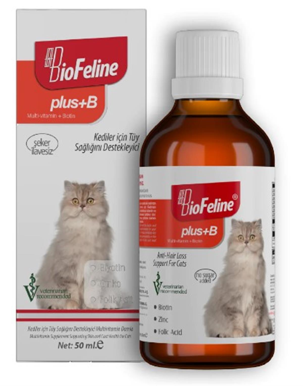BIOFELİNEPlus+B For Cats 50ml (Kediler İçin Tüy Dökülmesi Engelleyici Biotin Tüy Sağlığı Damlası)
