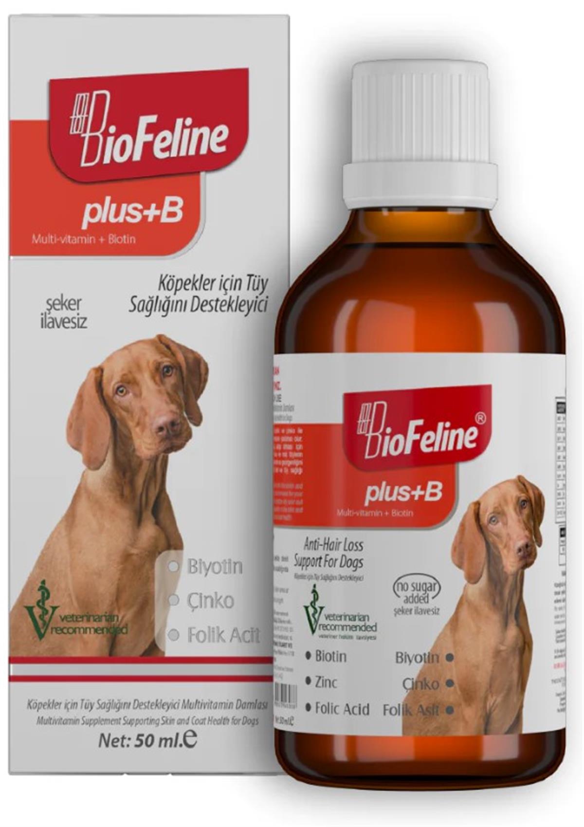 BIOFELİNEPlus+B For Dogs 50ml (Köpekler İçin Tüy Dökülmesi Engelleyici Biotin Tüy Sağlığı Damlası)
