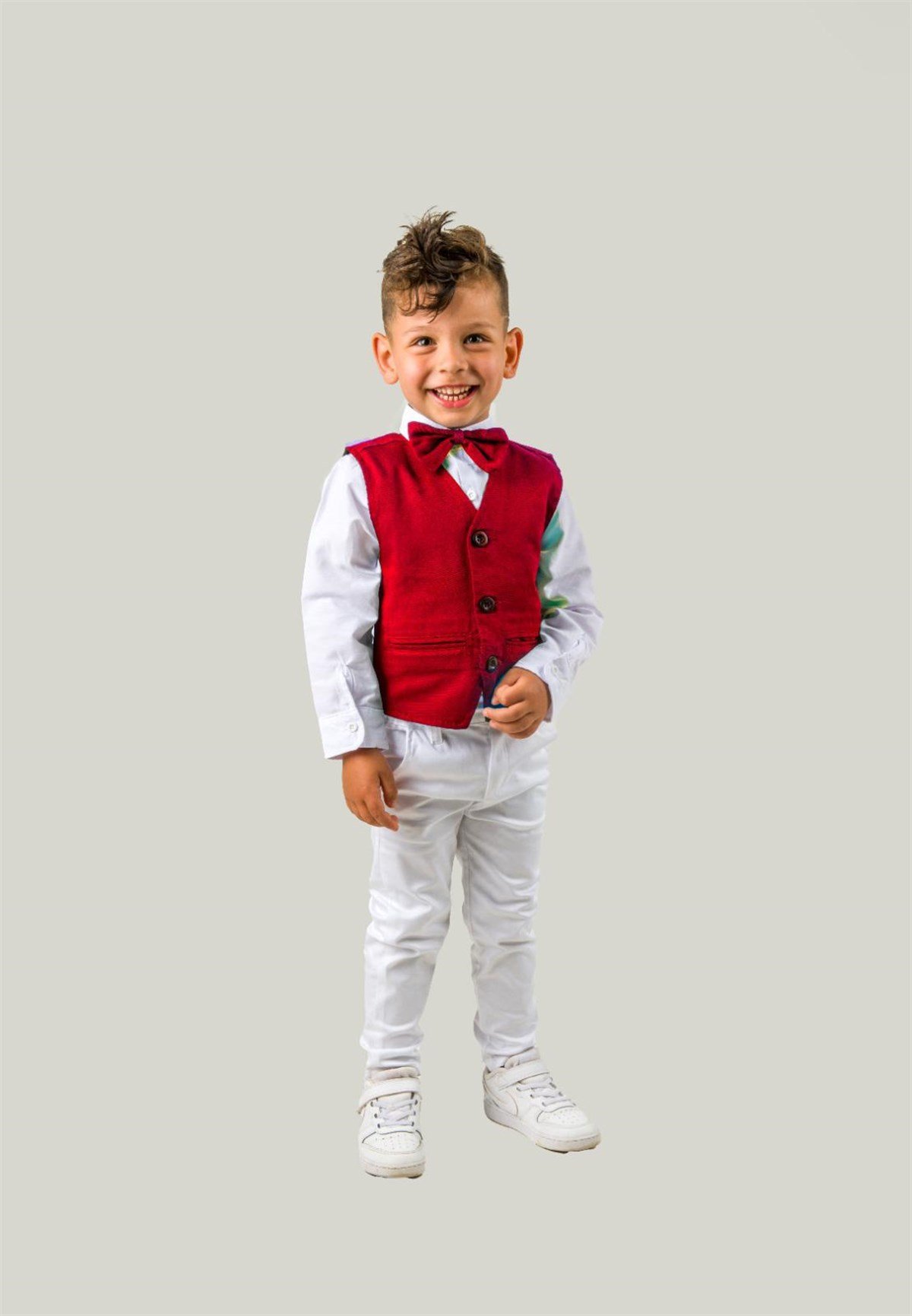 Erkek Çocuk Kırmızı Yelekli Takım-Erkek Çocuk Alt Üst Takım-Bebegimindolabinda.com
