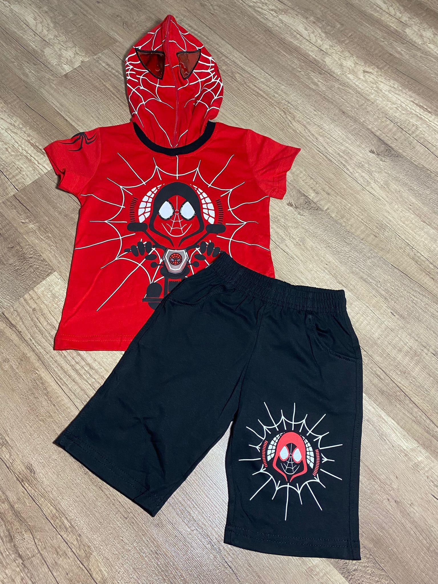 Erkek Çocuk Örümcek Adam Şortlu Takım-Erkek Çocuk Alt Üst Takım-Bebegimindolabinda.com
