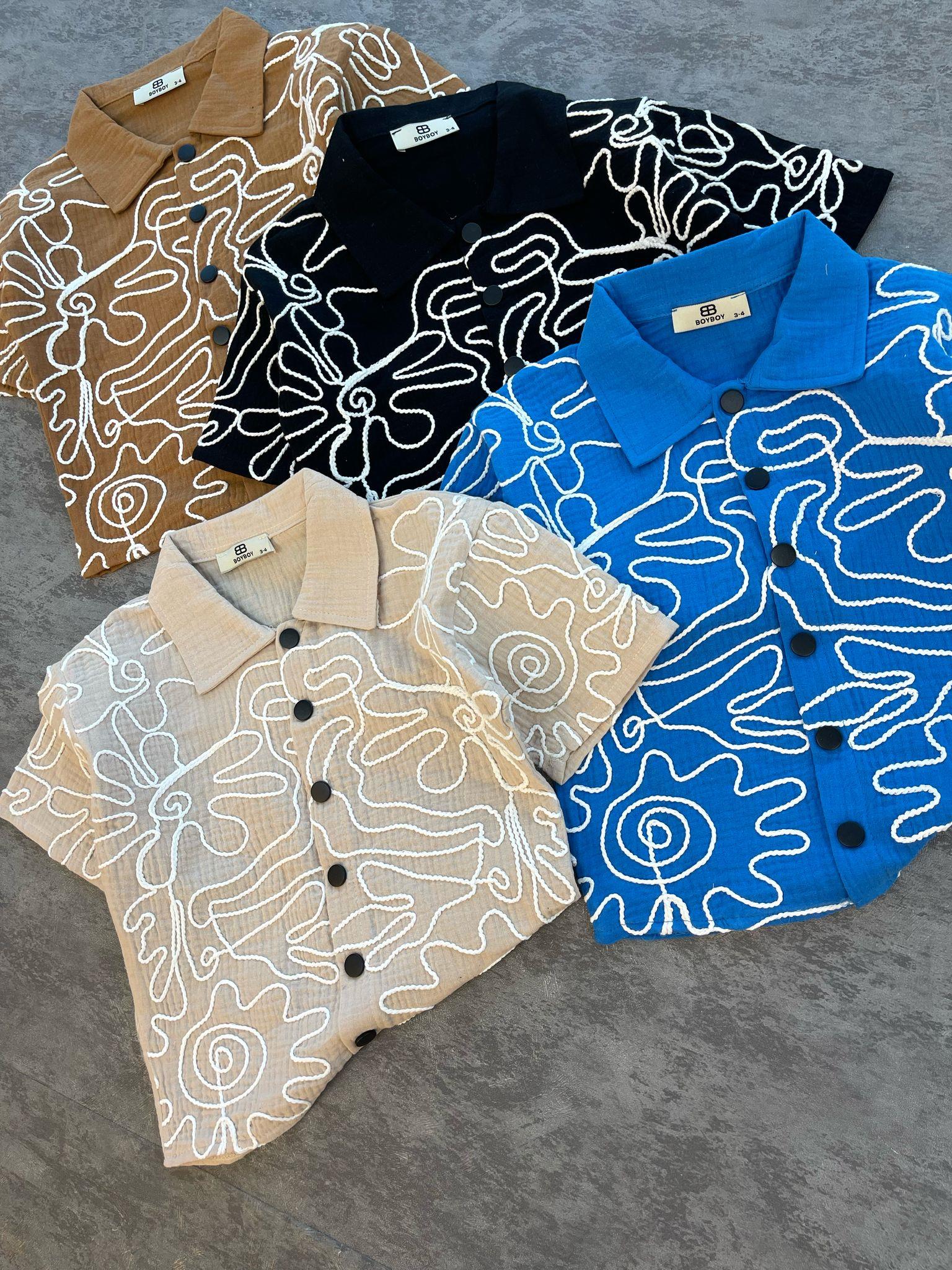 Erkek Çocuk Şortlu Müslin Alt Üst Takım Kahve Renk-Erkek Çocuk Alt Üst Takım-Bebegimindolabinda.com