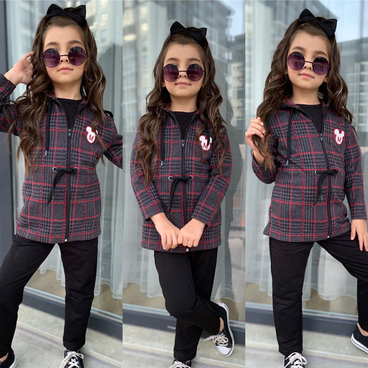 Kız Çocuk 2'li Takım (koyu gri-bordo)-Kız Çocuk Alt Üst Takım-Bebegimindolabinda.com