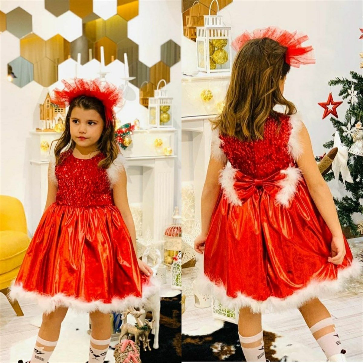 Kız Çocuk Abiye Elbise Kırmızı-Kız Çocuk Elbise-Bebegimindolabinda.com