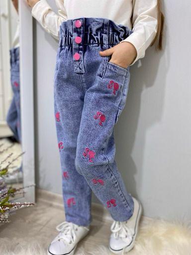 Kız Çocuk Barbi 3lü Kot Pantolonlu Takım -Kız Çocuk Elbise-Bebegimindolabinda.com