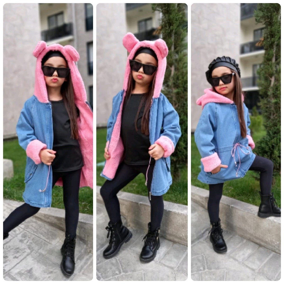 Kız Çocuk Kot Mont Pembe Welsoftlu-Kız Çocuk Tek Alt & Üst-Bebegimindolabinda.com