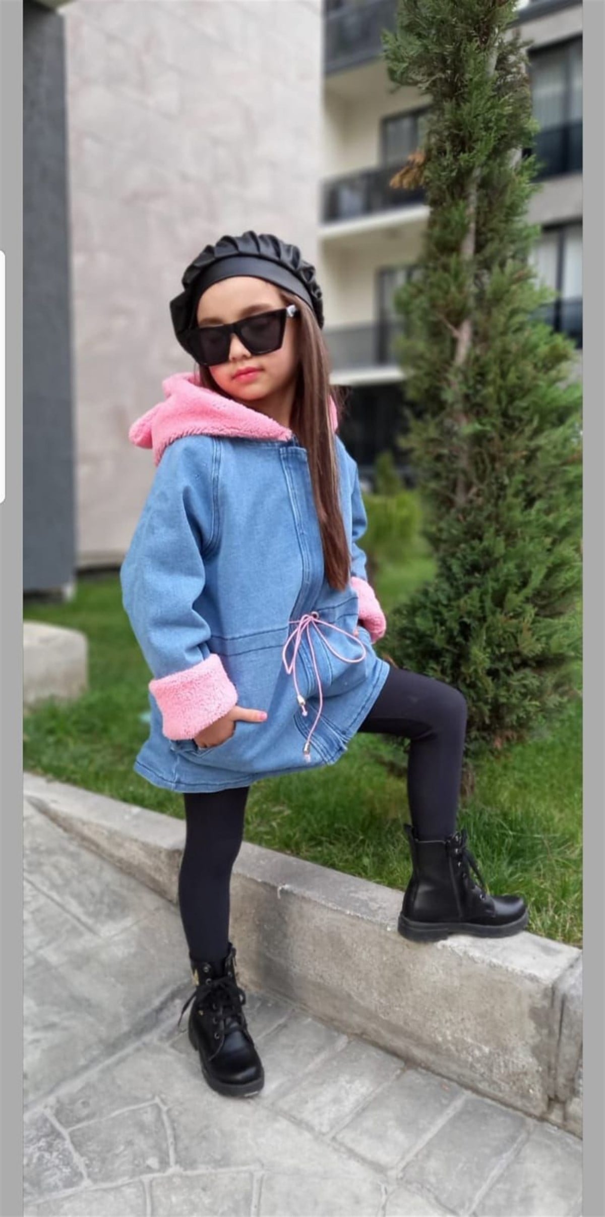 Kız Çocuk Kot Mont Pembe Welsoftlu-Kız Çocuk Tek Alt & Üst-Bebegimindolabinda.com