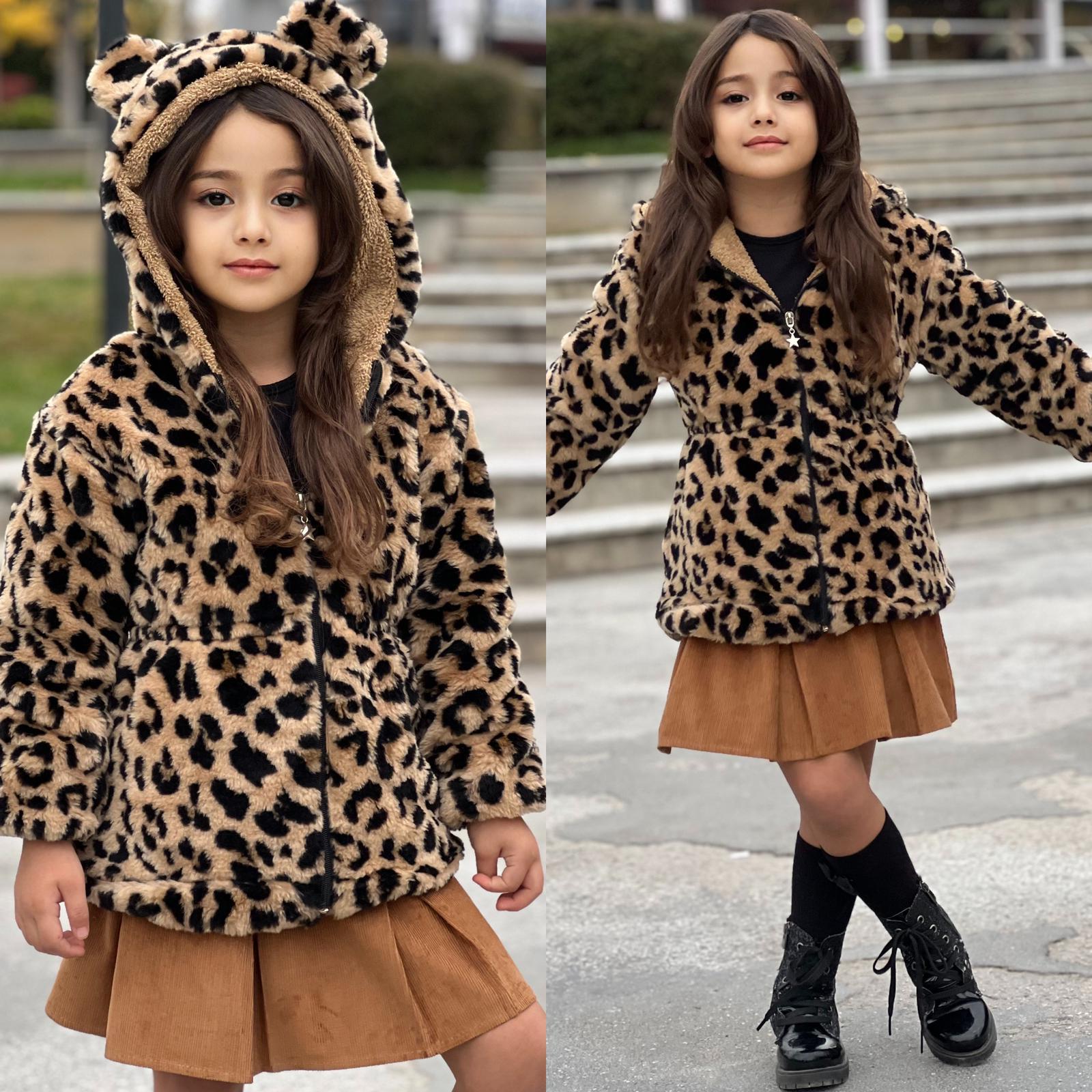 Kız Çocuk Leopar Mont-Kız Çocuk Mont-Bebegimindolabinda.com
