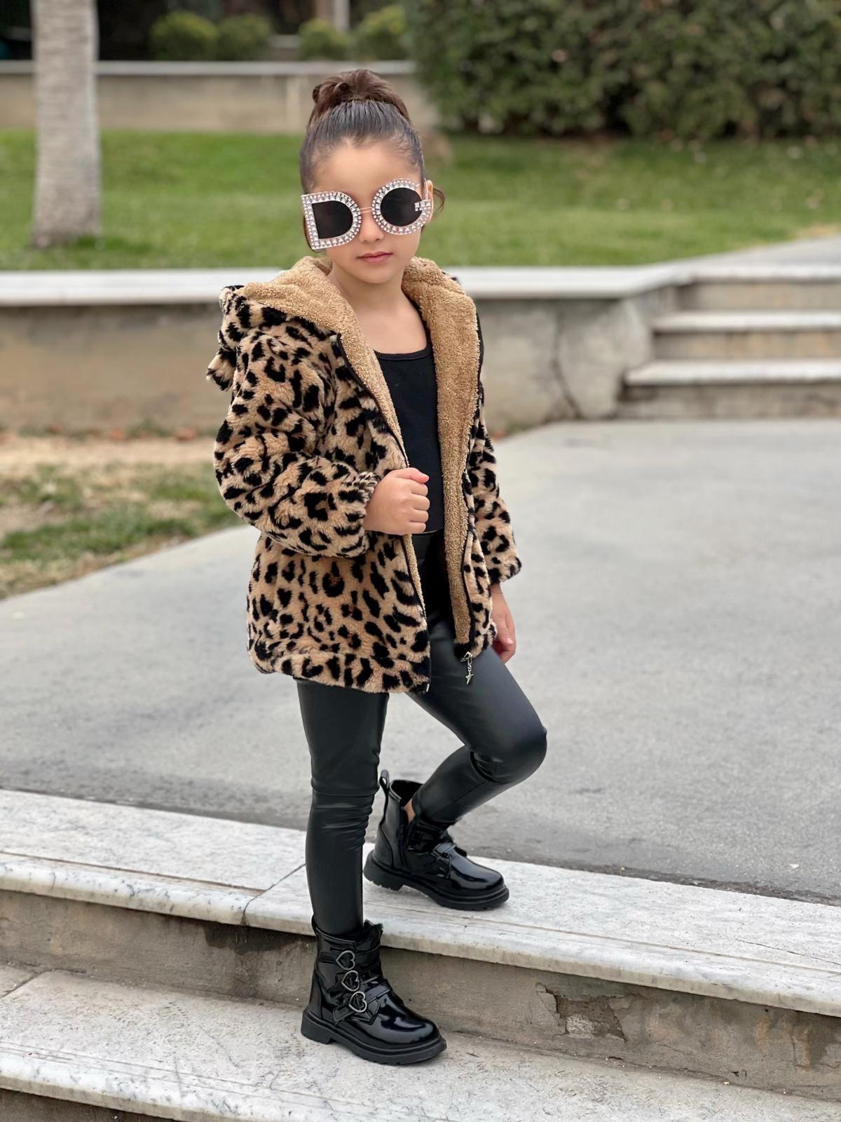 Kız Çocuk Leopar Mont-Kız Çocuk Mont-Bebegimindolabinda.com