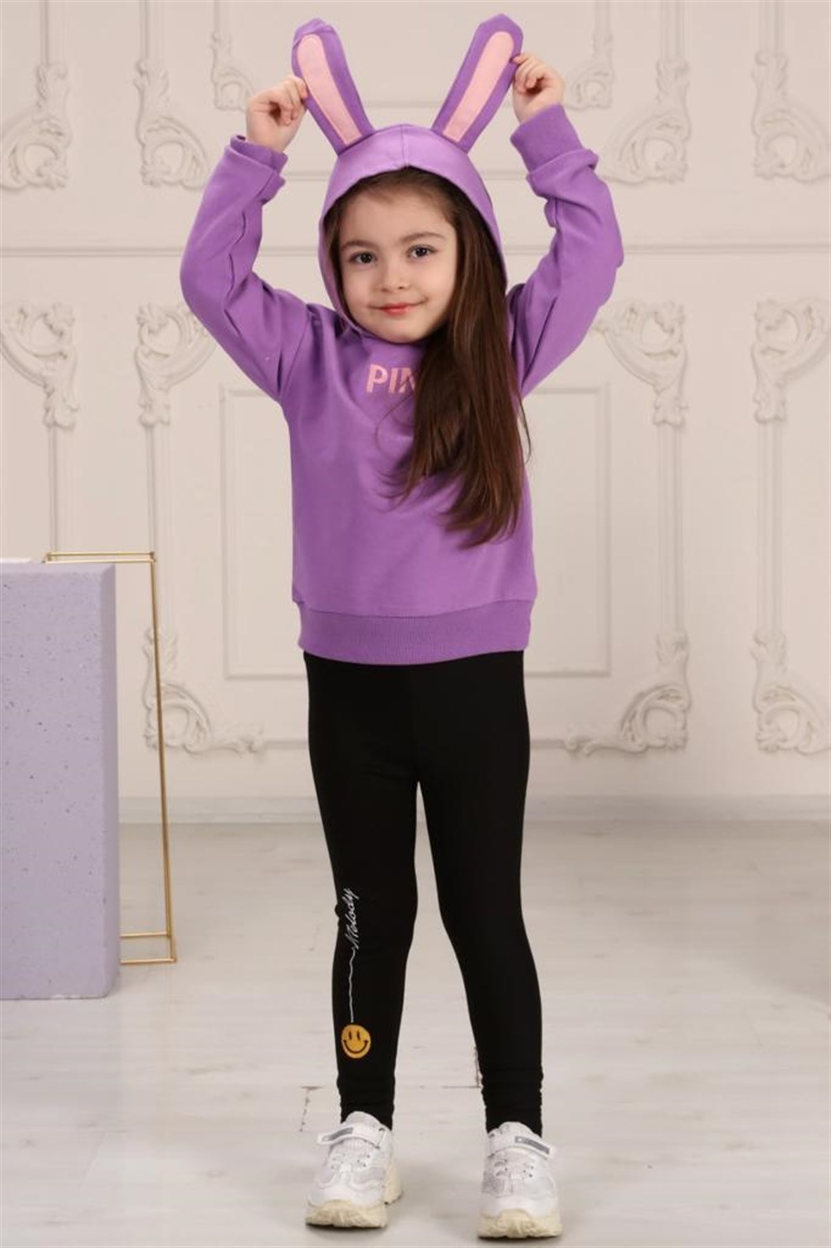 Kız Çocuk Mor Tavşanlı Eşofman Takımı-Kız Çocuk Alt Üst Takım-Bebegimindolabinda.com