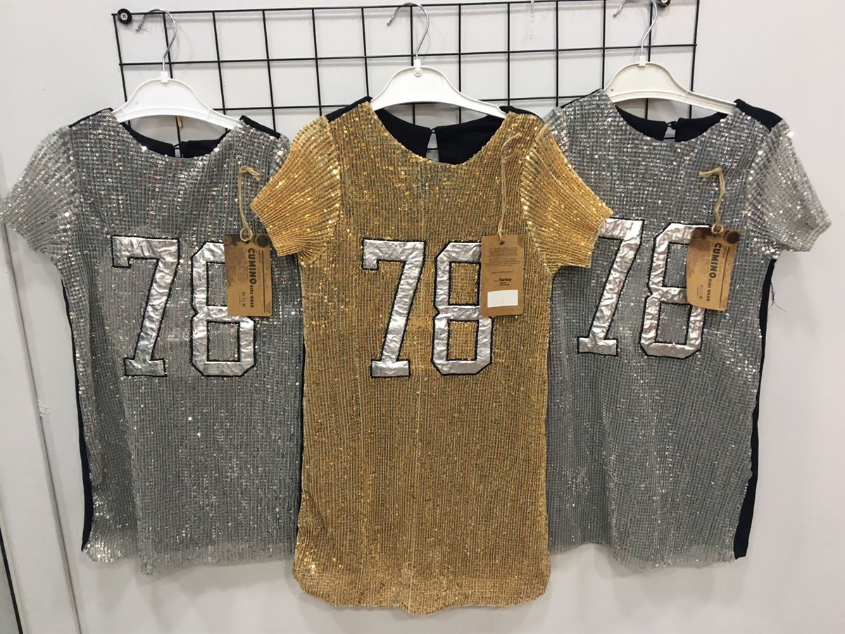 Kız Çocuk Pullu Dore Elbise-Kız Çocuk Elbise-Bebegimindolabinda.com