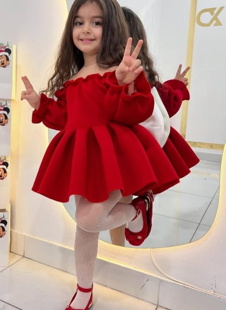 Kız Çocuk Tasarım Abiye Elbise Kırmızı-Yeni Gelenler 🔔-Bebegimindolabinda.com