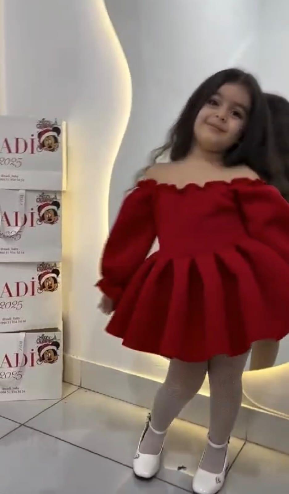 Kız Çocuk Tasarım Abiye Elbise Kırmızı-Yeni Gelenler 🔔-Bebegimindolabinda.com