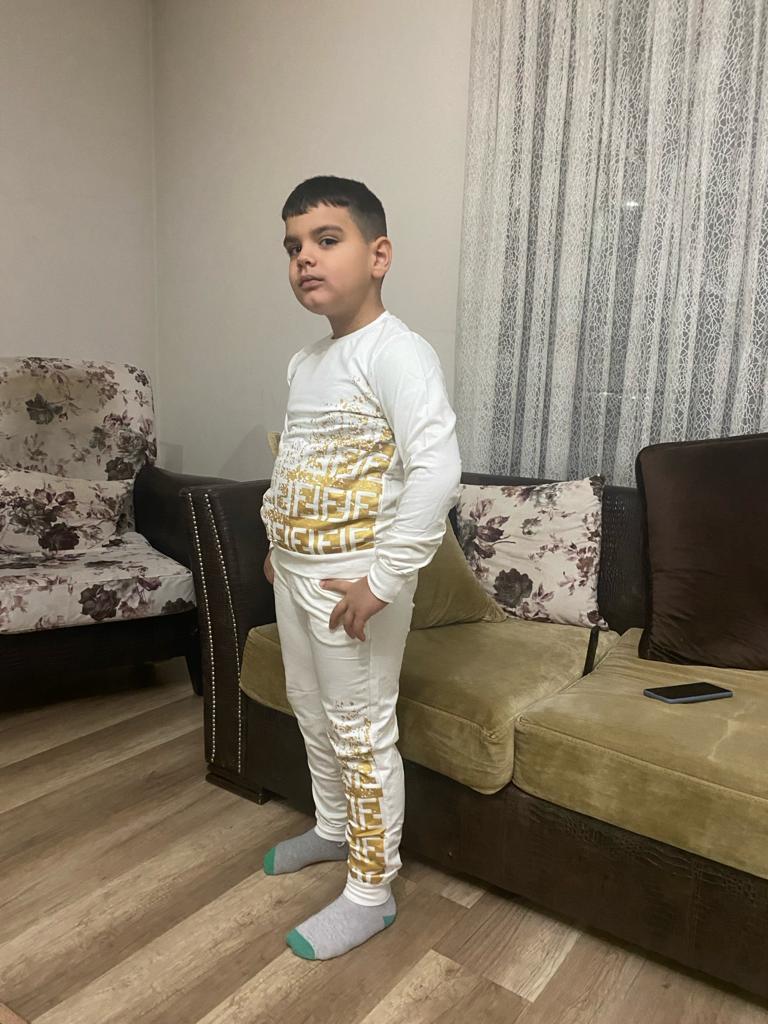 Unisex Garson Eşofman Takımı Beyaz Yaldızlı-Erkek Çocuk Alt Üst Takım-Bebegimindolabinda.com