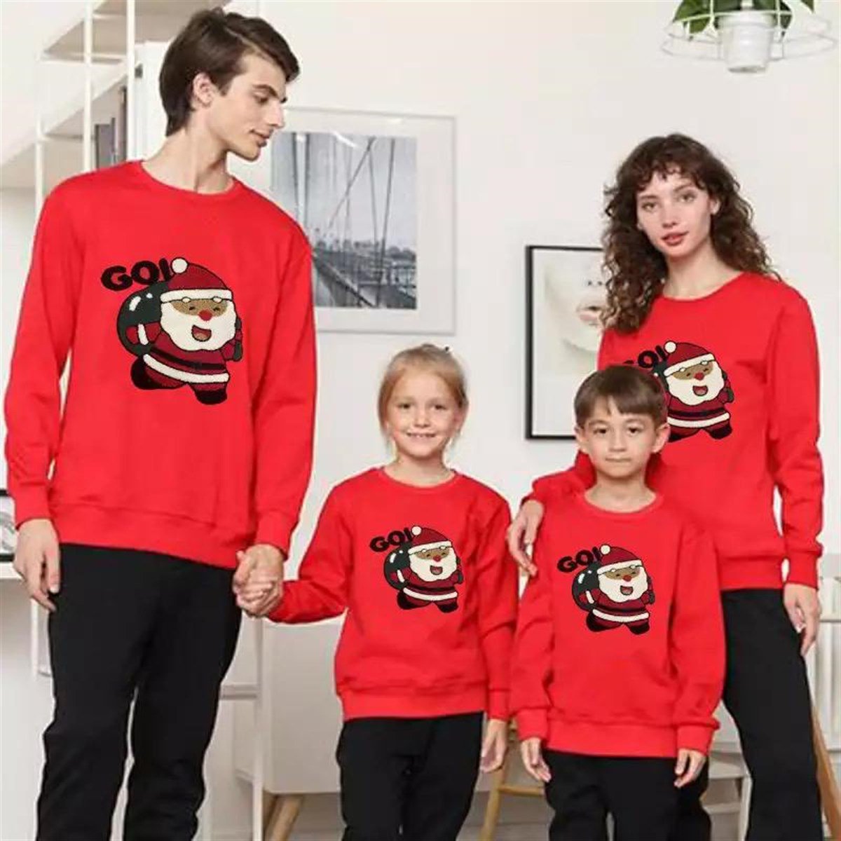 Yılbaşı Aile Kombini Sweet Kırmızı-Kız Çocuk Tek Alt & Üst-Bebegimindolabinda.com