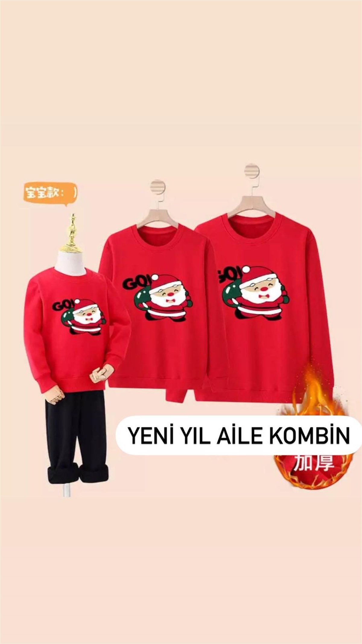 Yılbaşı Aile Kombini Sweet Kırmızı-Kız Çocuk Tek Alt & Üst-Bebegimindolabinda.com