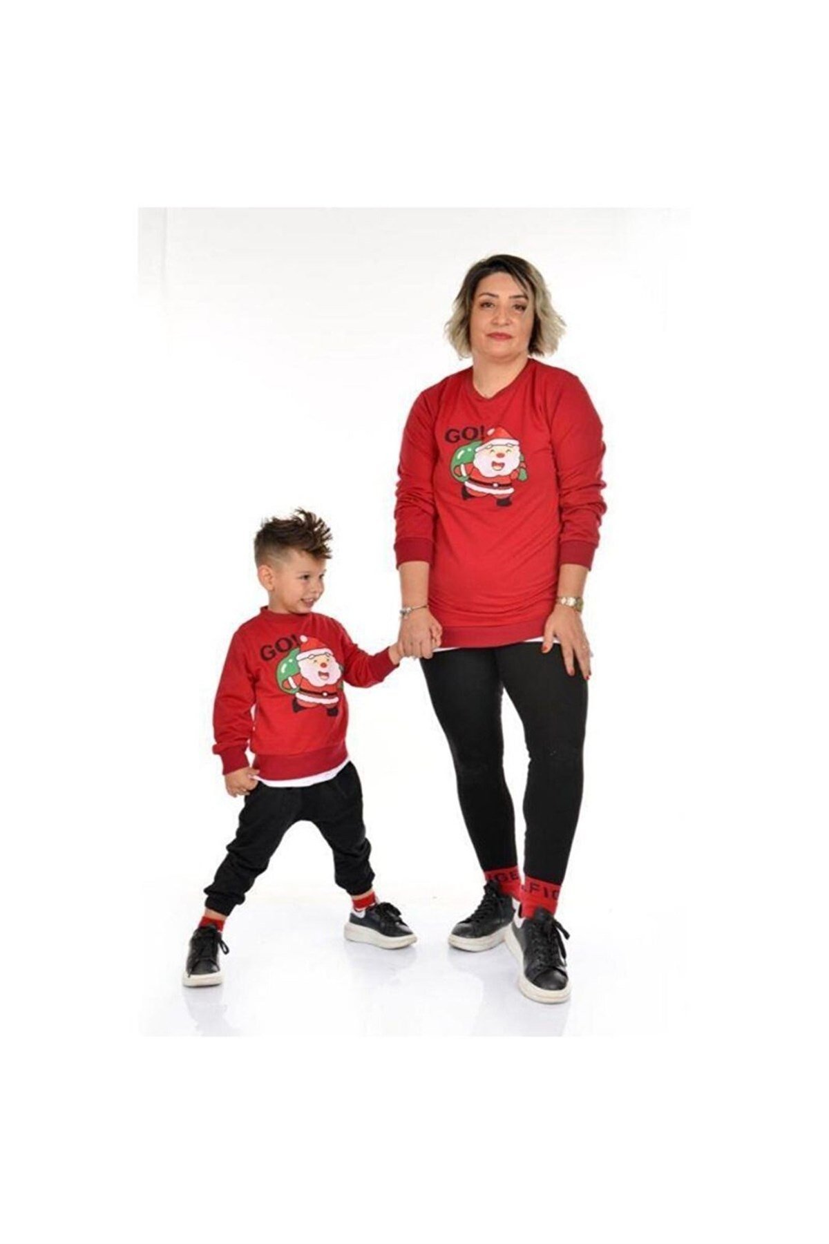 Yılbaşı Aile Kombini Sweet Kırmızı-Kız Çocuk Tek Alt & Üst-Bebegimindolabinda.com