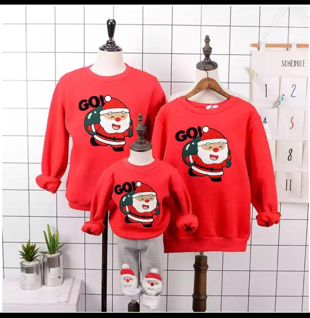 Yılbaşı Aile Kombini Sweet Kırmızı-Kız Çocuk Tek Alt & Üst-Bebegimindolabinda.com