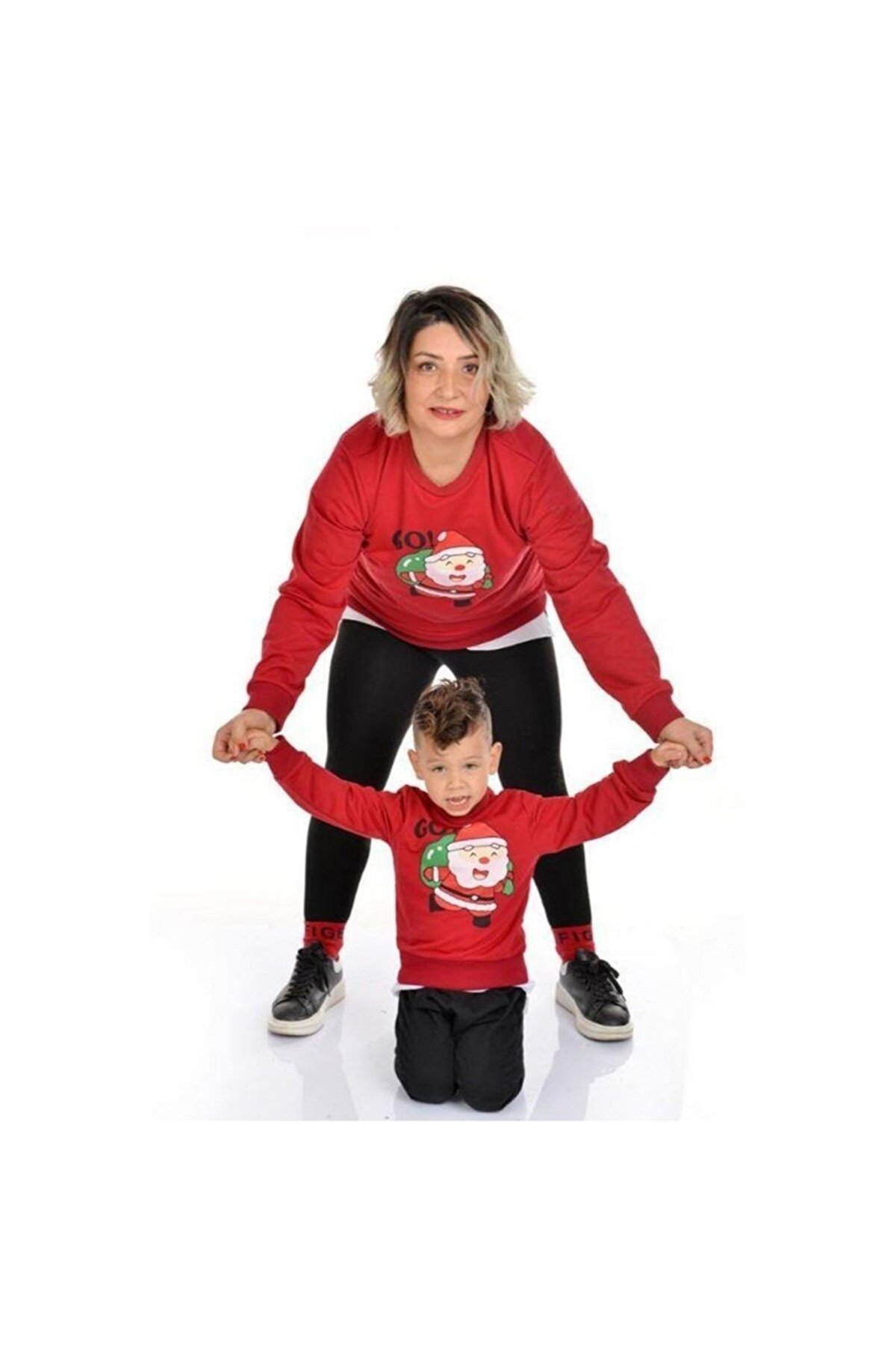 Yılbaşı Aile Kombini Sweet Kırmızı-Kız Çocuk Tek Alt & Üst-Bebegimindolabinda.com