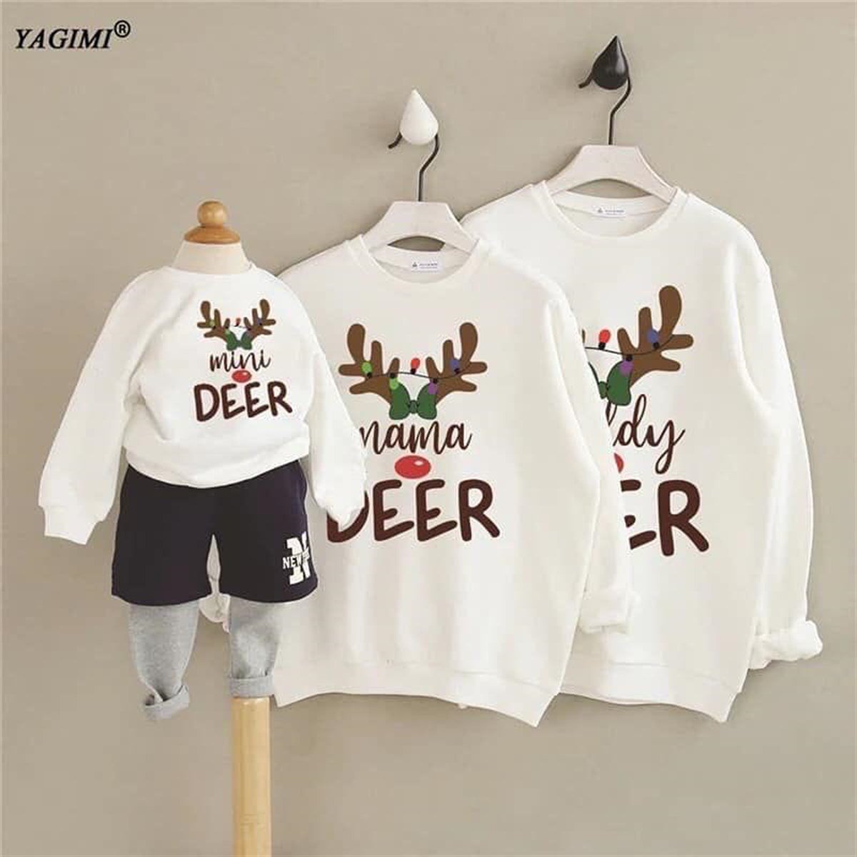 Yılbaşı Aile Kombini Sweet Krem-Kız Çocuk Tek Alt & Üst-Bebegimindolabinda.com