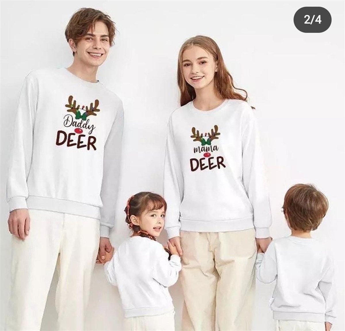Yılbaşı Aile Kombini Sweet Krem-Kız Çocuk Tek Alt & Üst-Bebegimindolabinda.com