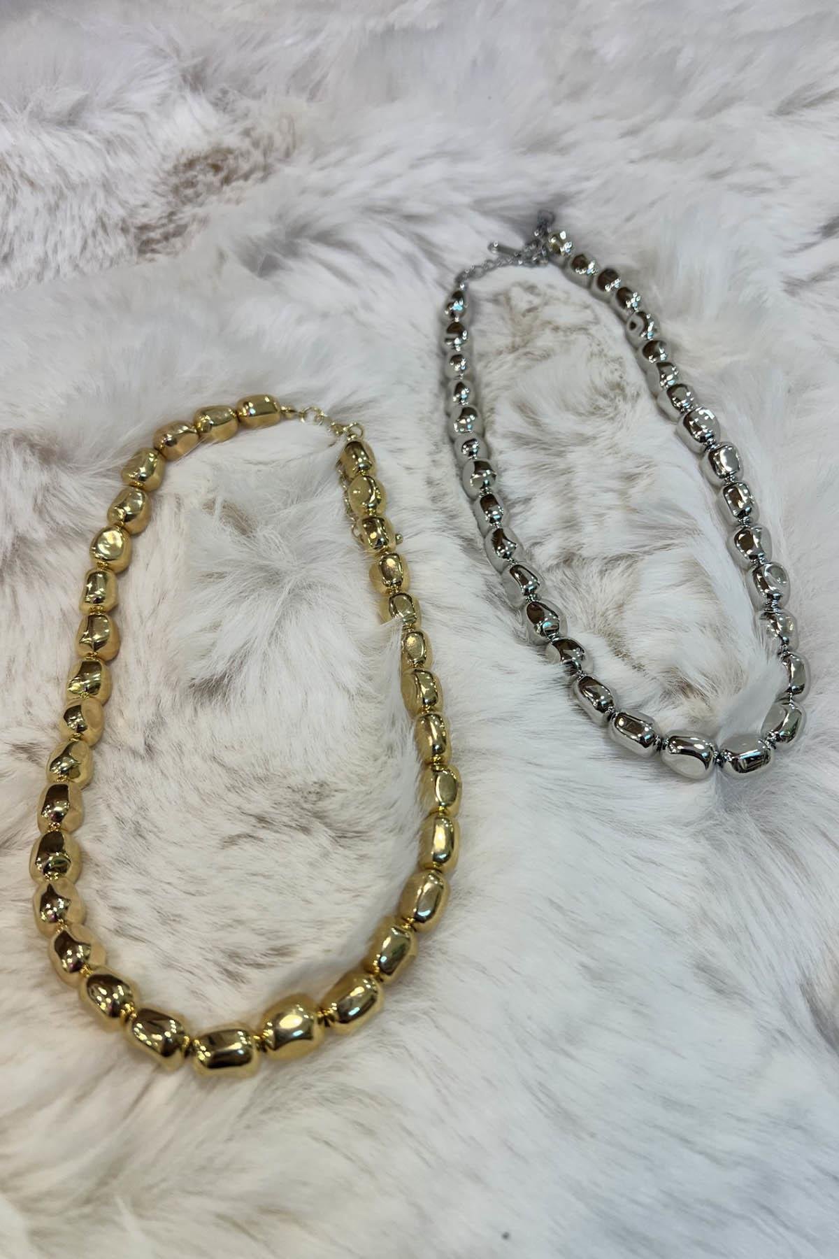 Eswomes Asimetrik Oval Top Kolye Gold