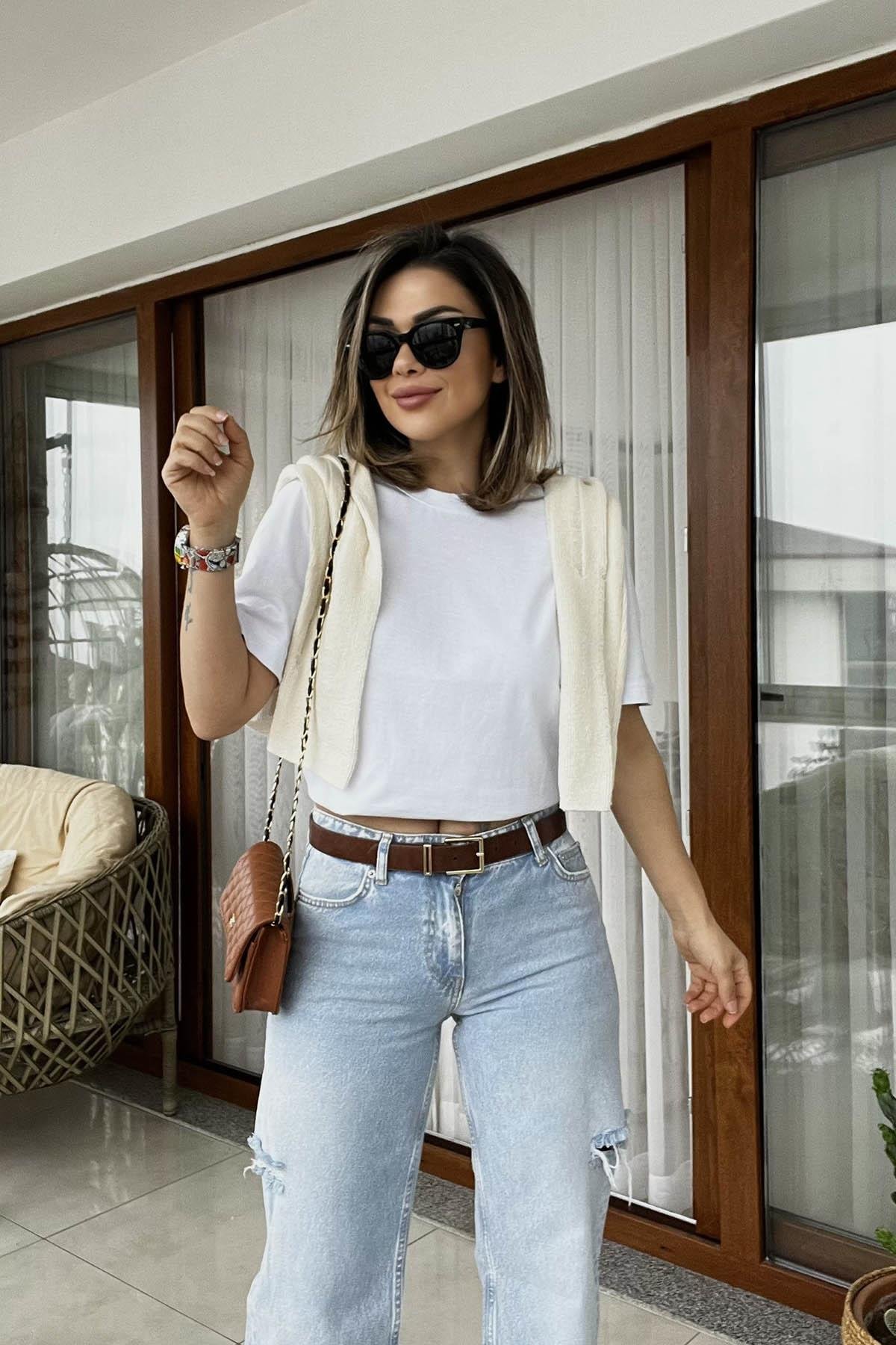 Eswomes Basic T-shirt Beyaz