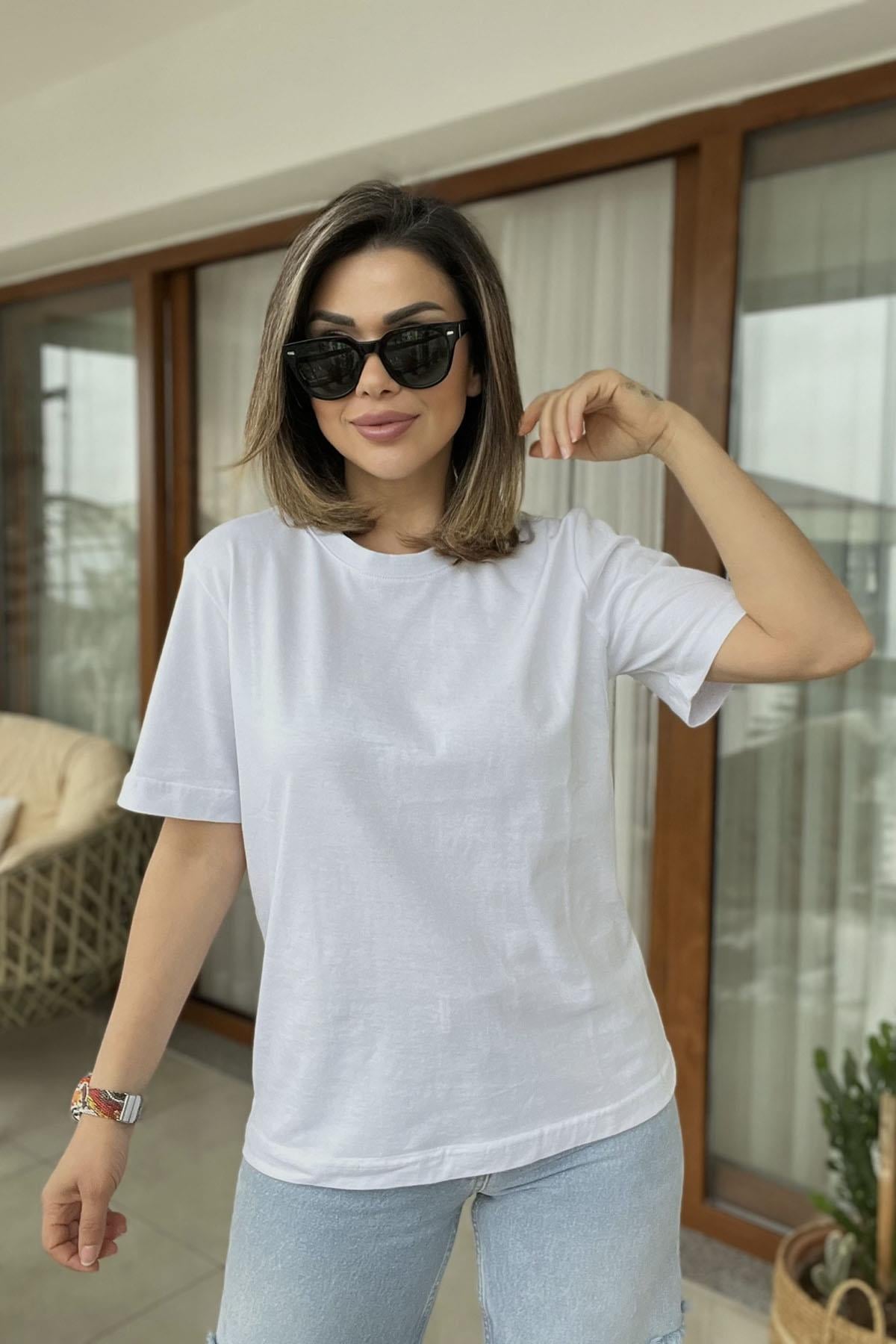 Eswomes Basic T-shirt Beyaz