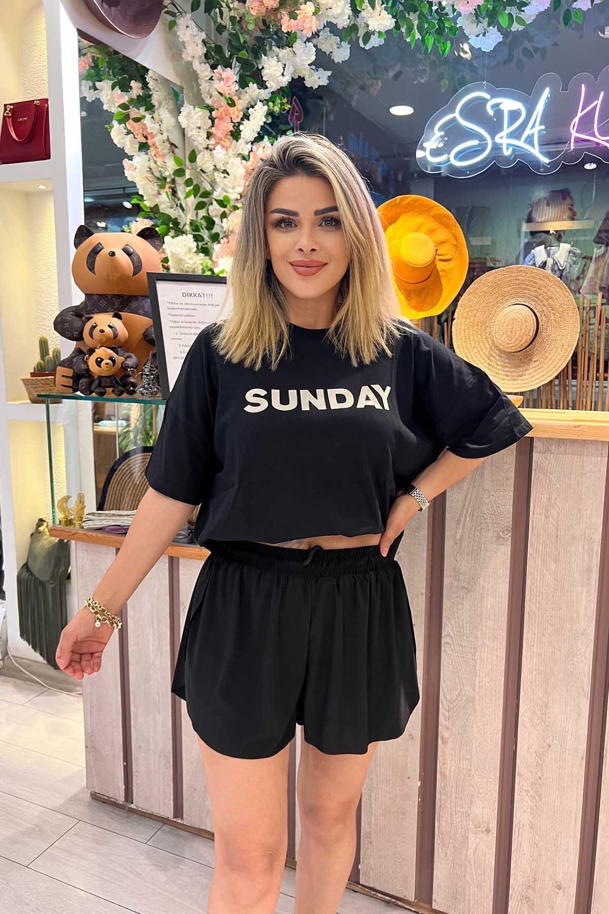 Eswomes Bol Kesim İçi Taytlı Sport Şort Siyah