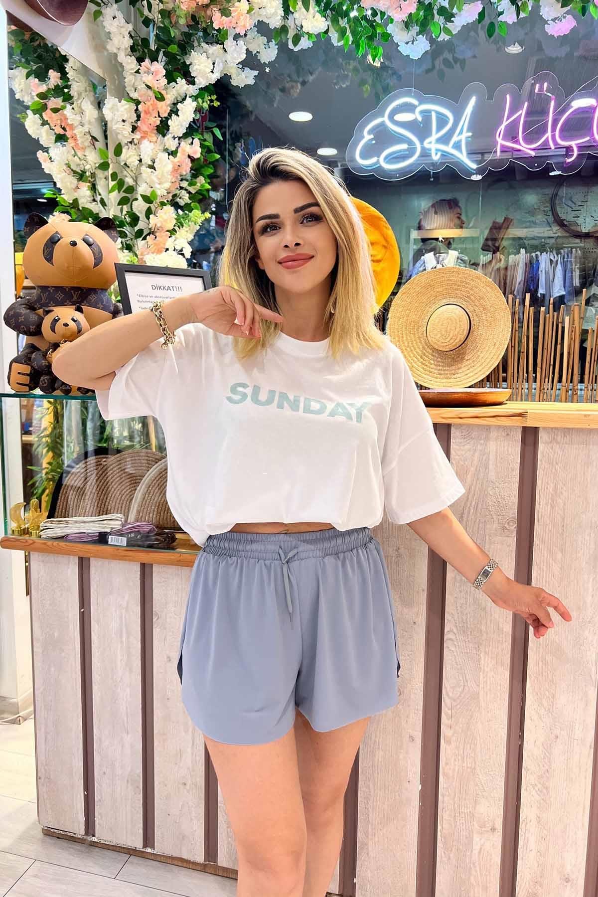 Eswomes Bol Kesim İçi Taytlı Sport Şort Gri
