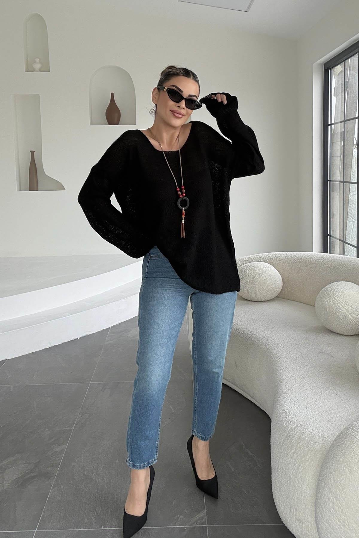 Eswomes Fit Kalıp Mom Jean Mavi