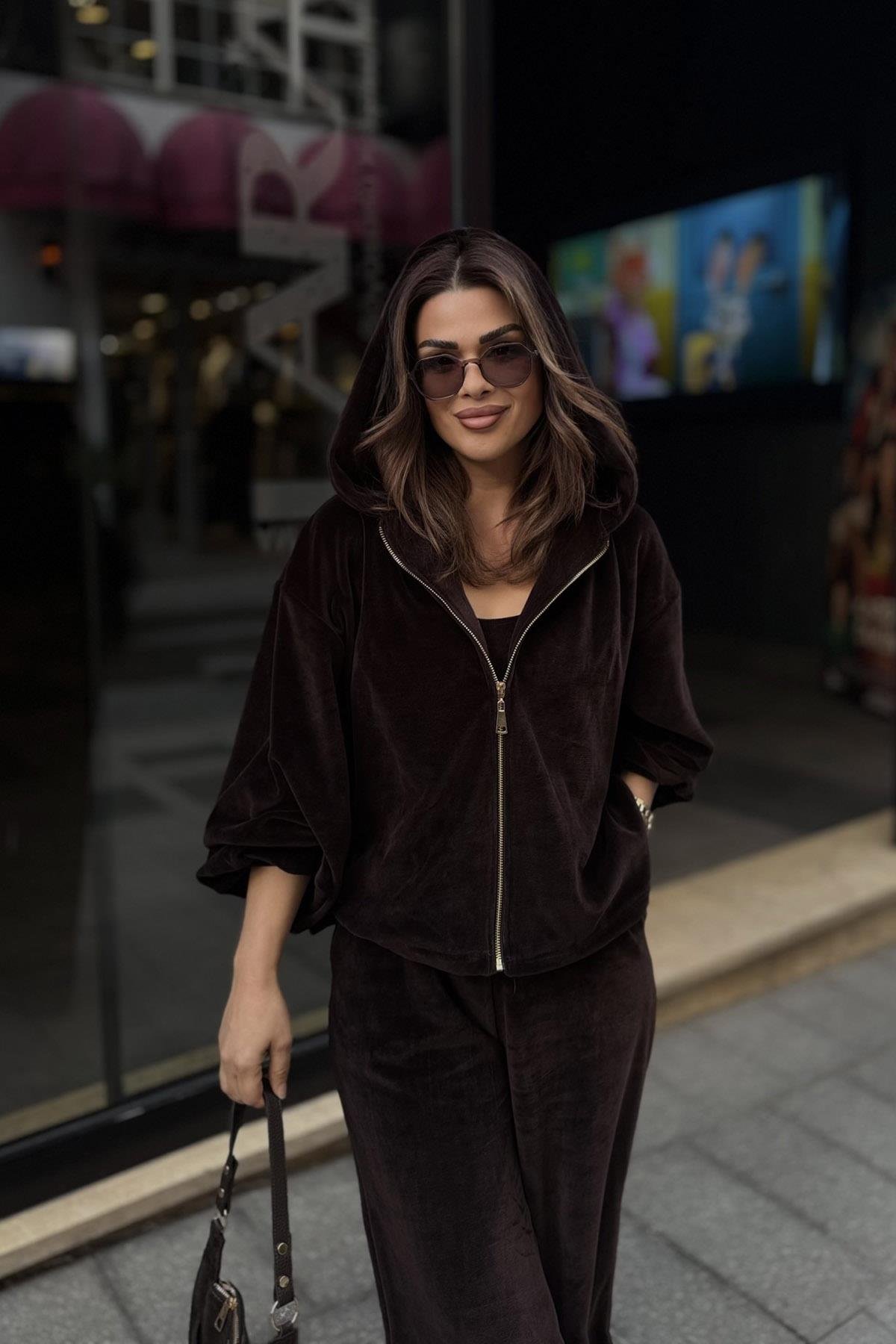 Eswomes Kadife Üçlü Takım Acı Kahve