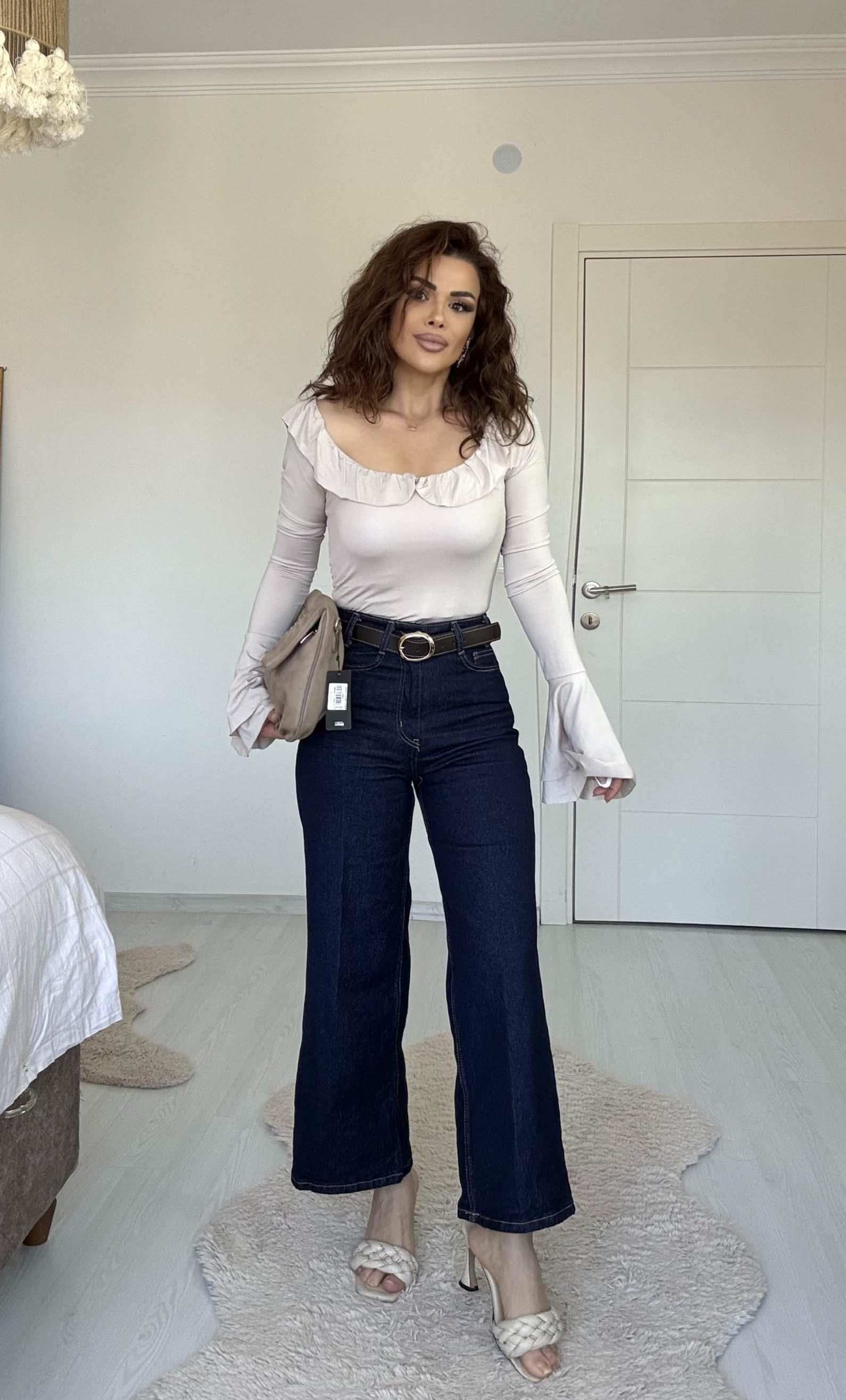 Eswomes Kemerli Wideleg Jean Lacivert