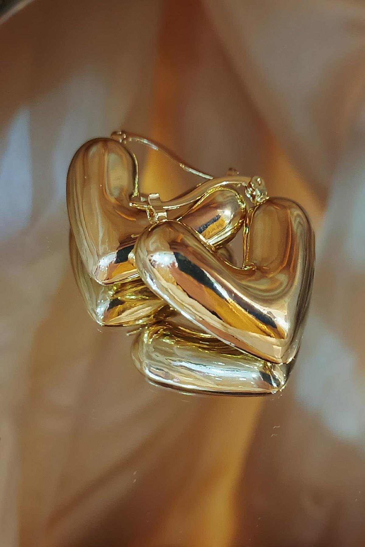 Eswomes Tombul Kalp Küpe Gold