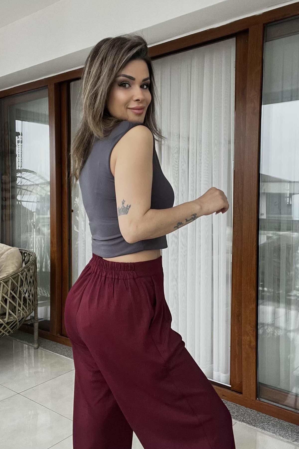 Eswomes Vatkalı Sıfır Kol Crop Antrasit