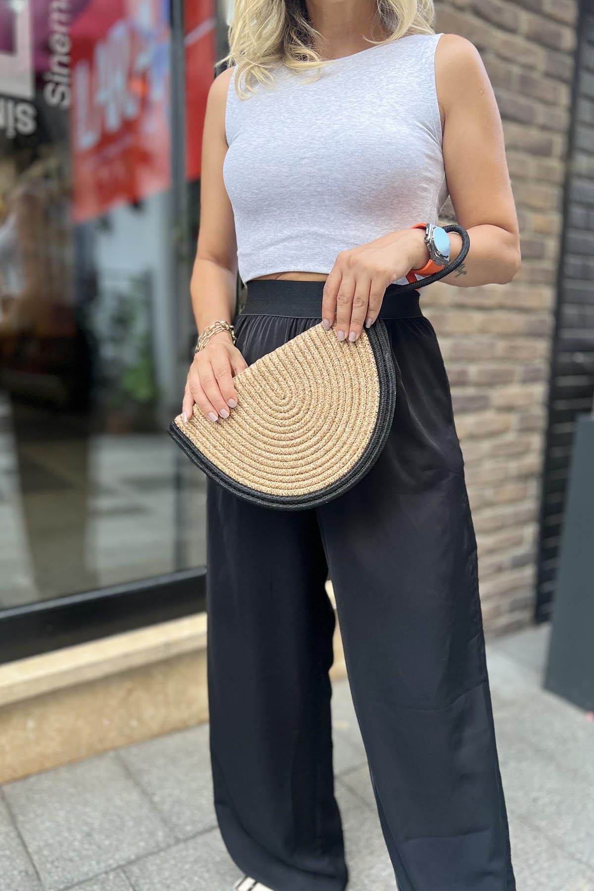 Eswomes Yelpaze Model El Çantası Siyah