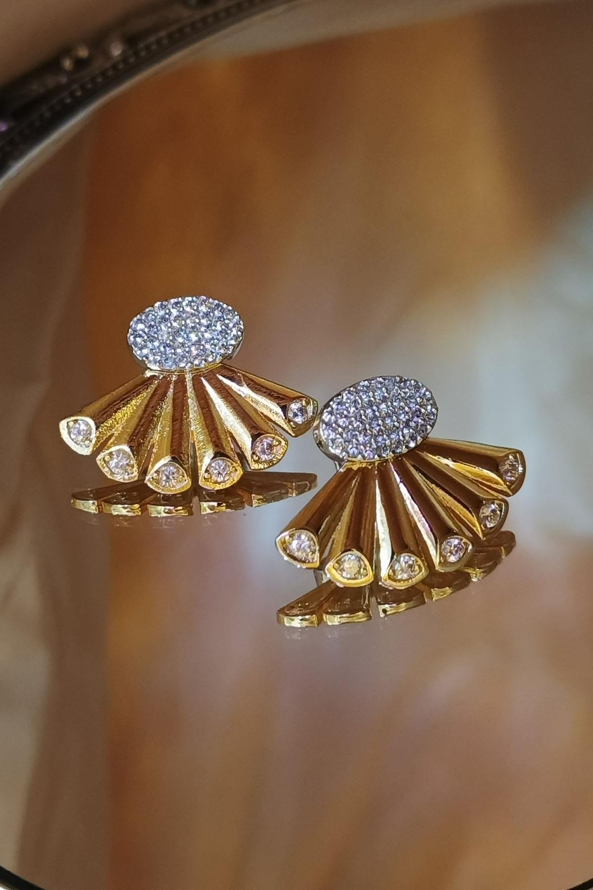 Eswomes Yelppaze Model Küpe Gümüş, Gold