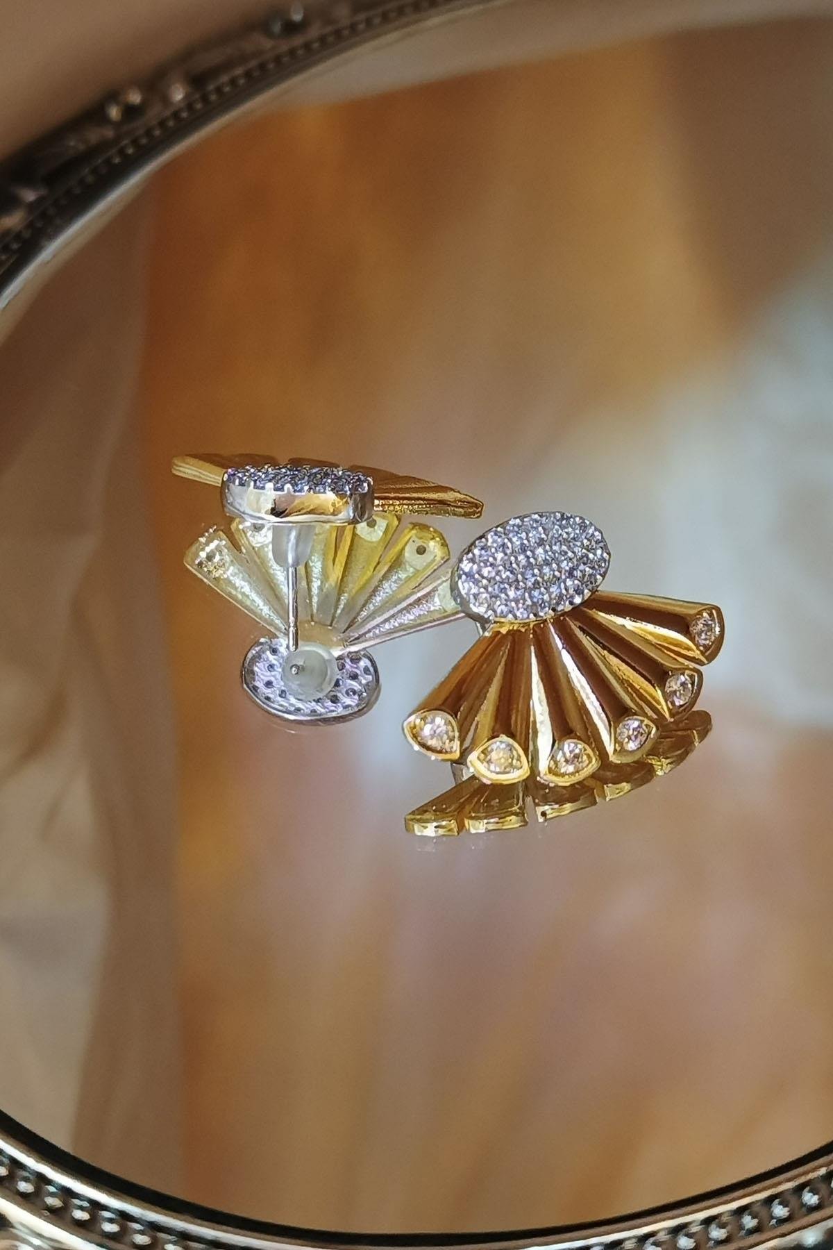 Eswomes Yelppaze Model Küpe Gümüş, Gold