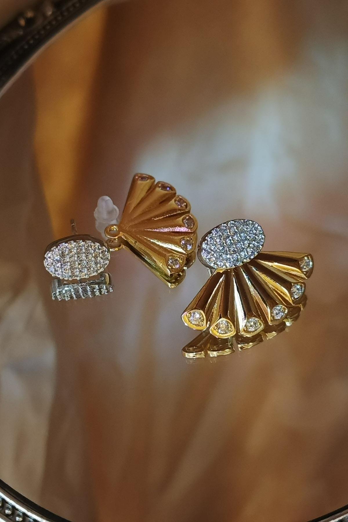 Eswomes Yelppaze Model Küpe Gümüş, Gold