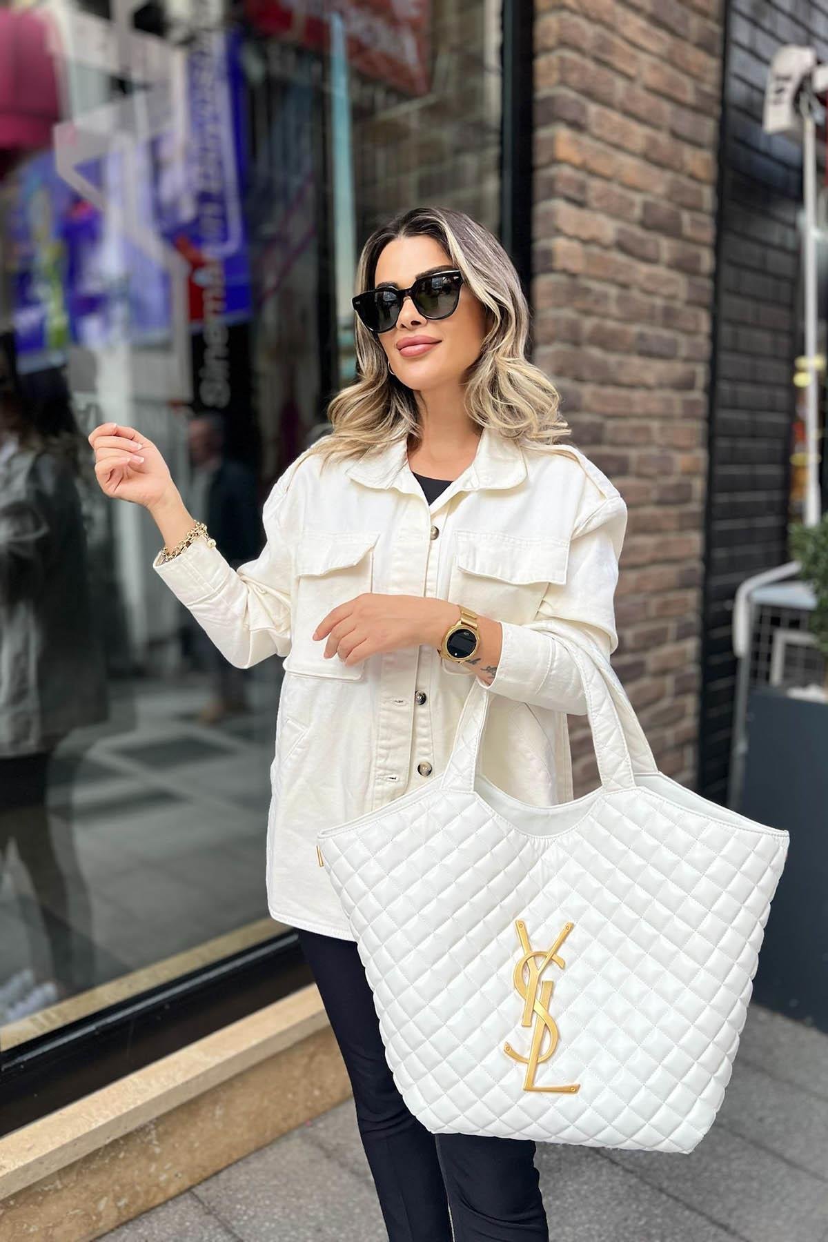 Eswomes YSL Yavrulu Çanta Beyaz