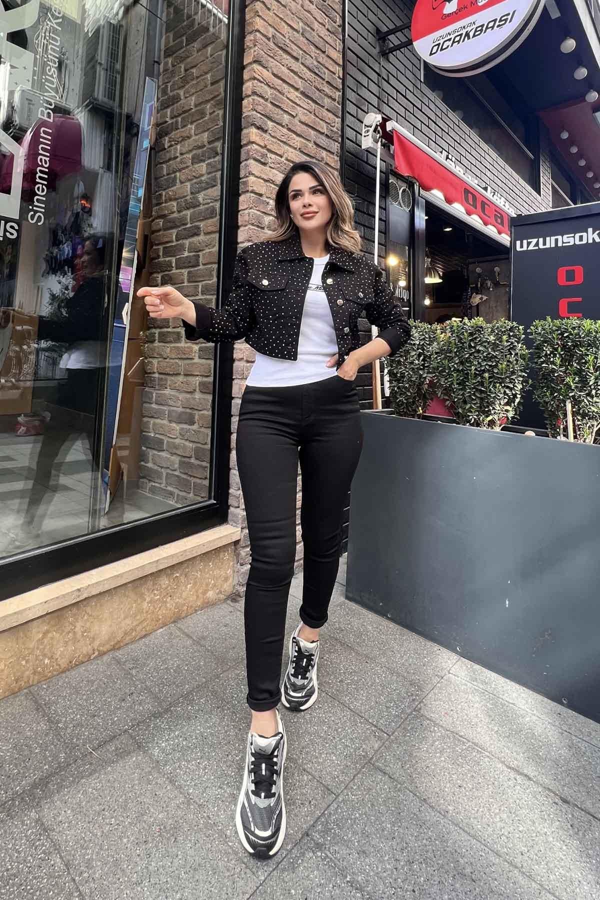 Eswomes Yüksek Bel Skinny Jean Siyah