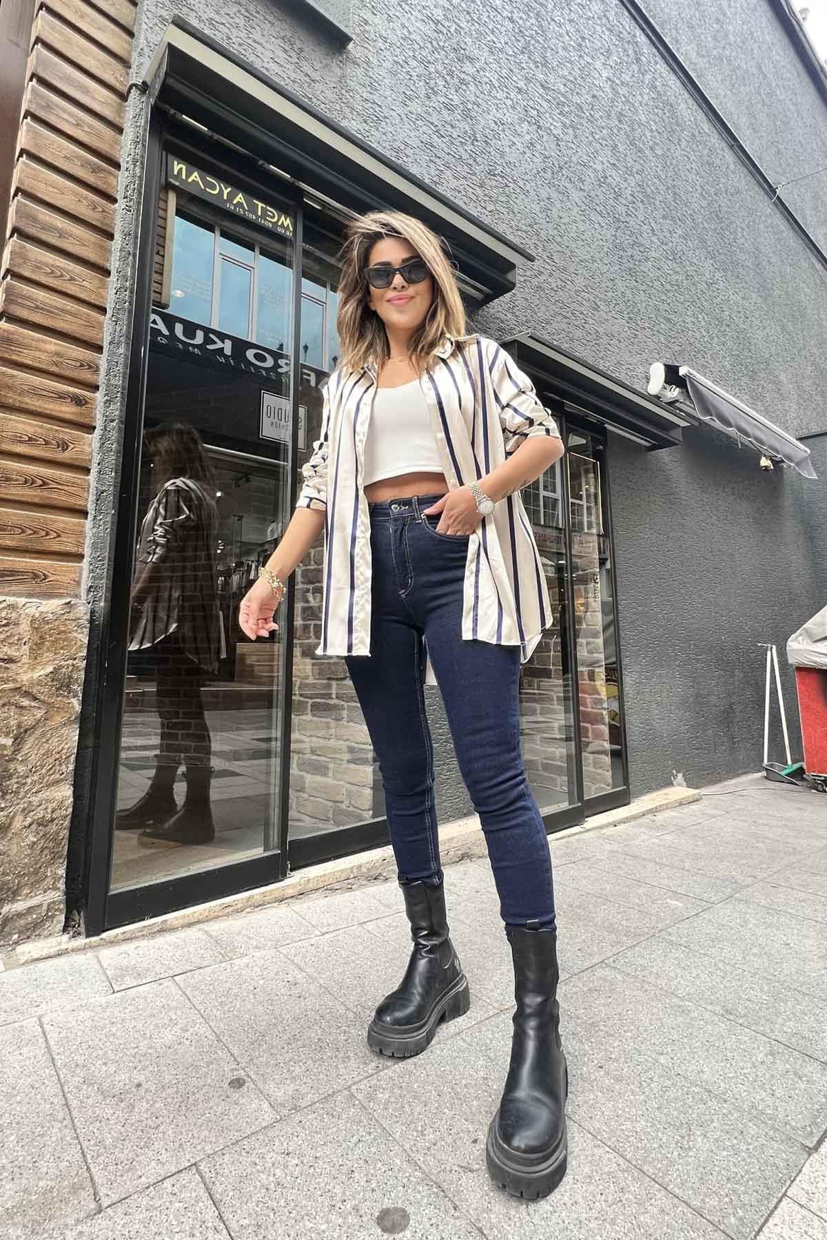 Eswomes Yüksek Bel Skıny Pnt Lacivert