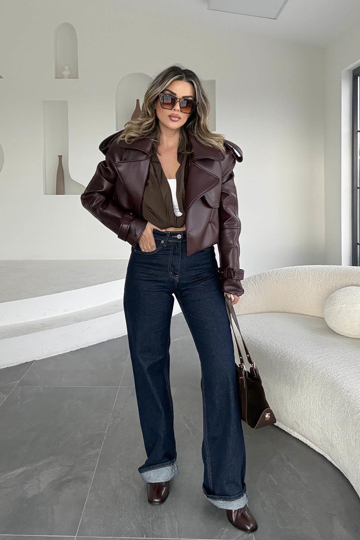 Eswomes Yüksek Bel Straight Jean Lacivert